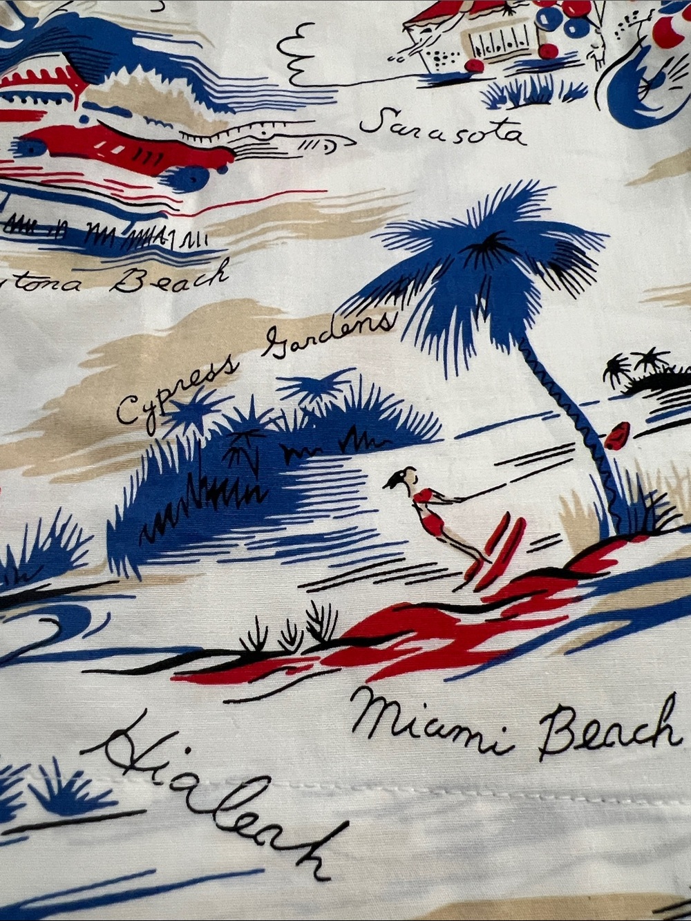 Brooks Brothers Cream Skater Skirt with Red & Blue Nautical Print - Picture 10 of 12